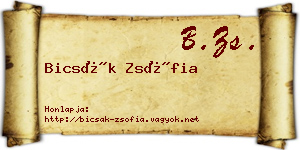 Bicsák Zsófia névjegykártya